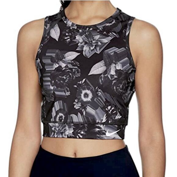 Nike Women's Epic Lux Printed Crop
Running Tank Black Gray, Size S - Picture 1 of 10